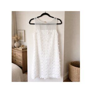 Karl Lagerfeld Paris 3D Butterfly Applique Shift Dress Ivory Cream Size 2